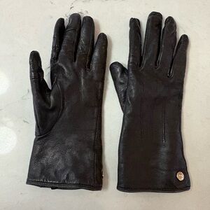 Elma Ladies Black Leather Gloves Cashmere Lined Sz 6.5 XS Capsule Winter Luxury